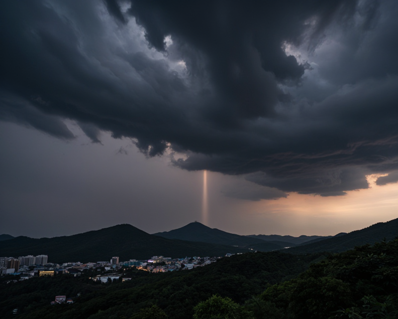 Dramatic Sky with Light Trail
