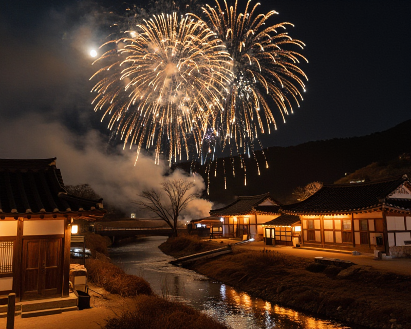 Traditional Korean Firework Display in Andon