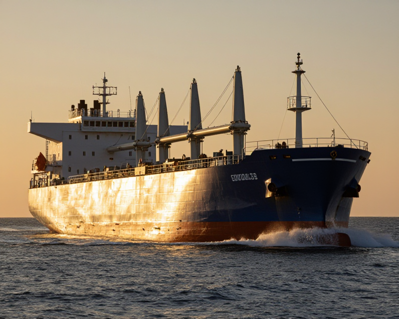 Eco-friendly Bulk Carrier at Sunset