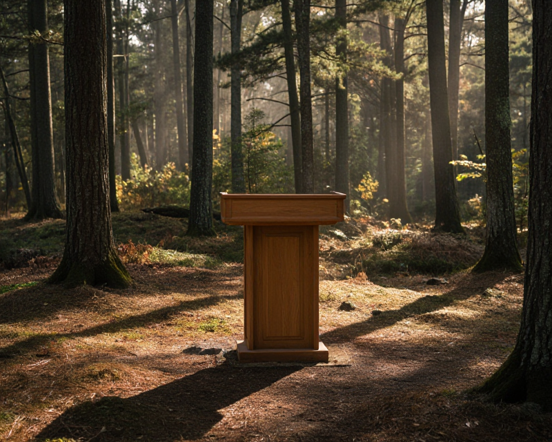 Empty Campaign Podium in Wisconsin Woods